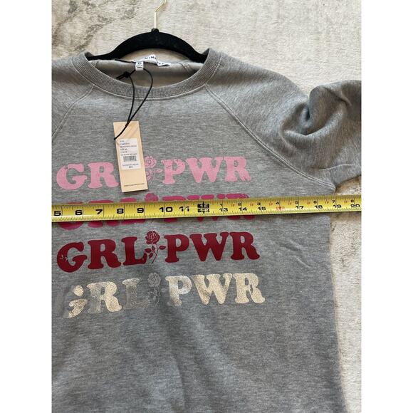 NWT $88 Rebecca Minkoff Girl Power Girl Pwr Gray Pink Crew Neck Sweater XS - Picture 7 of 7